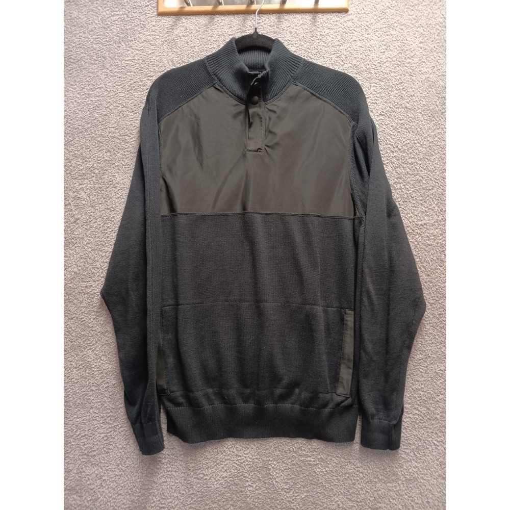 Kenneth Cole‎ AWEAR-TECH Mock Neck Sweater Men's L Black Mixed Media 37.5
